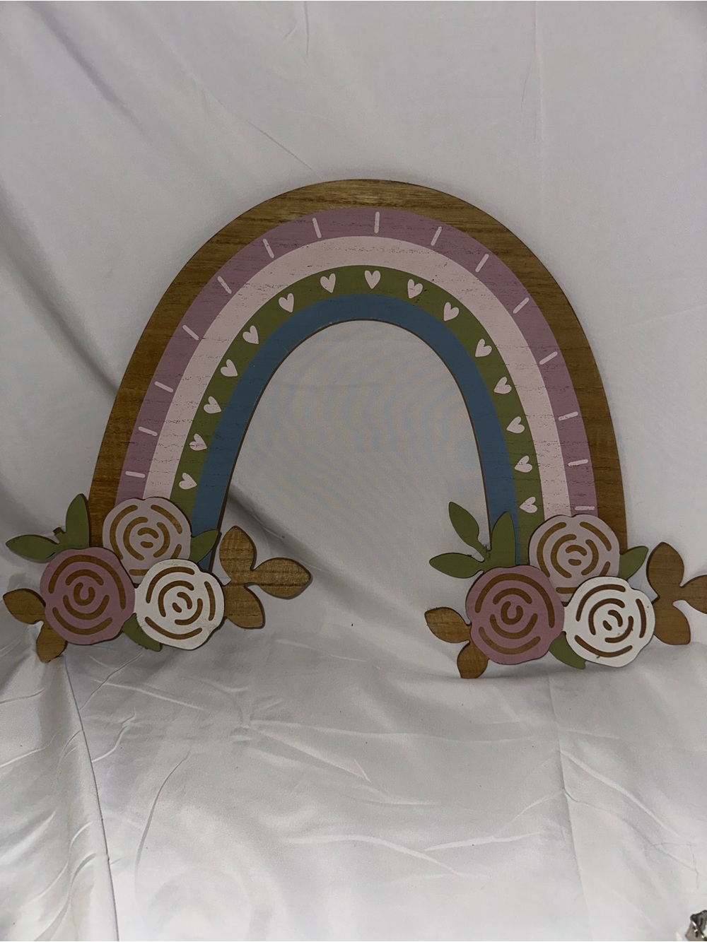 Hobby Lobby Wooden Rainbow Floral Wall Decor Boho Nursery Girls Room 15”